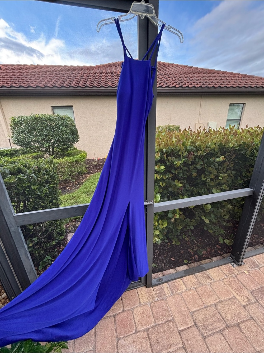 Morgan & Co. Royal Blue Halter Dress with Lace-Up Back Prom / Homecoming - Picture 5 of 5
